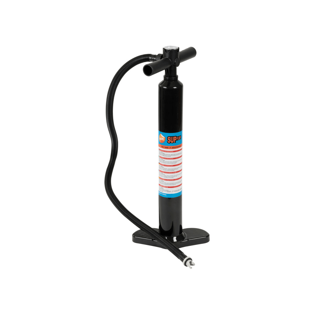 Pompa SUP manuale nera con tubo flessibile e base d'appoggio per gonfiare Stand Up Paddle