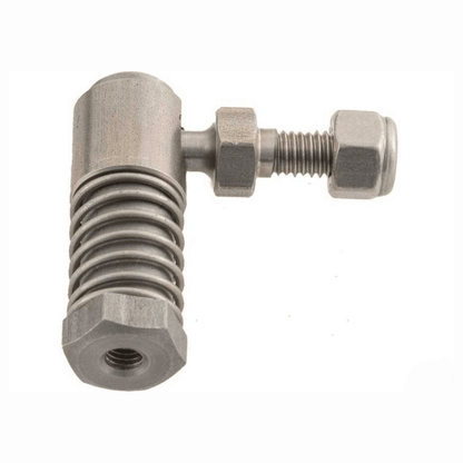 Terminale a snodo sferico L7 in acciaio inox con molla elicoidale e raccordo filettato