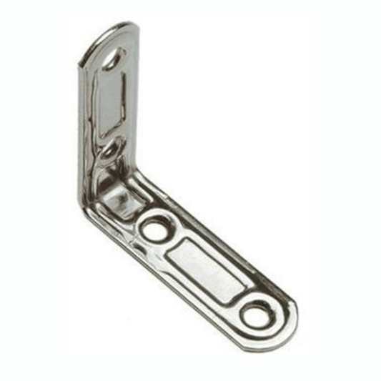 Lastrina ad angolo in acciaio inox A2, forma a L, 31mm, con fori per viti, finitura lucida