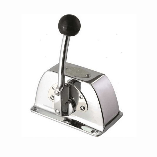 Leva comando Top Chrome singola in acciaio inox lucido con pomello nero e base rettangolare