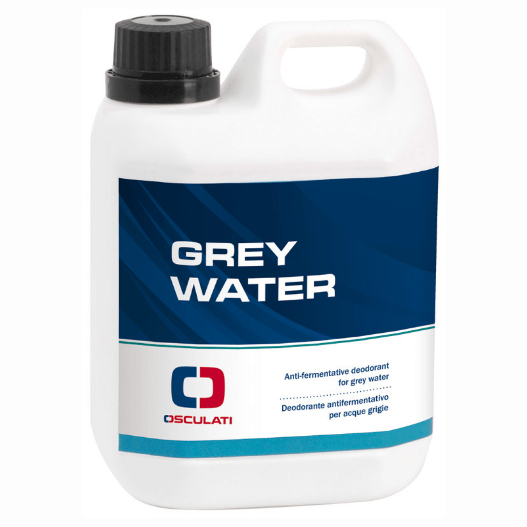 Tanica bianca 1L deodorante antifermentativo Grey Water Osculati per acque grigie barche e camper