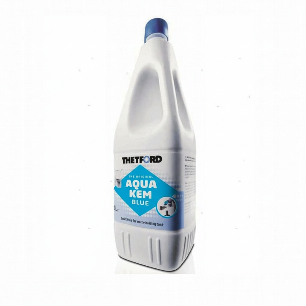 Flacone bianco 2L liquido Thetford Aqua Kem Blue per serbatoi scarico WC, tappo blu