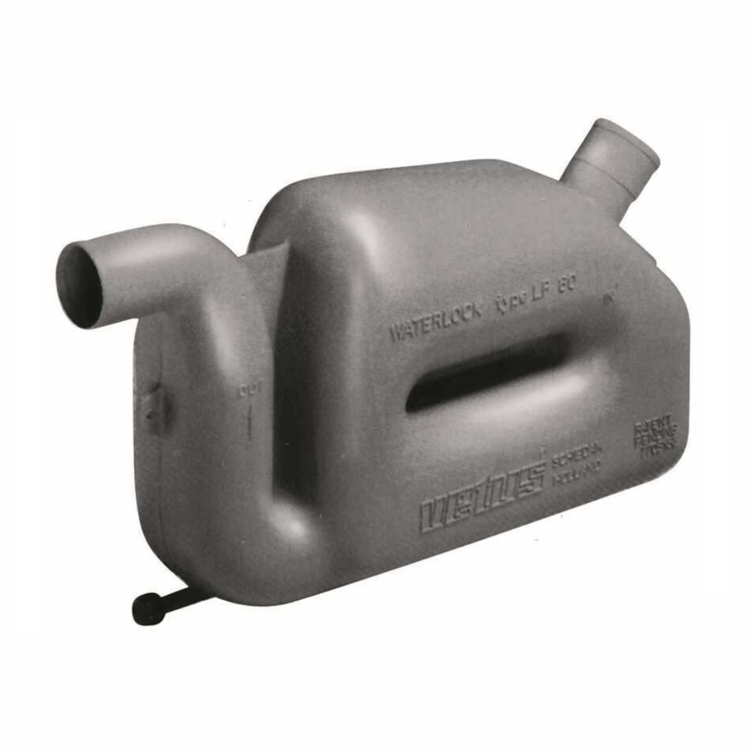 Marmita silenziatore Vetus Waterlock LF 60 grigia in plastica con due raccordi Ø 60mm e maniglia