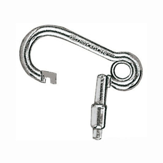 Moschettone inox 100mm apertura esterna argento lucido con ghiera di sicurezza e chiusura a molla