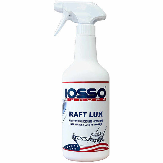 Spray lucidante protettivo per gommoni Raft Lux IOSSO 750ml, flacone bianco con trigger