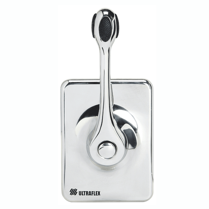 Monoleva comando B400 Ultraflex in acciaio inox cromato lucido con impugnatura nera su piastra rettangolare