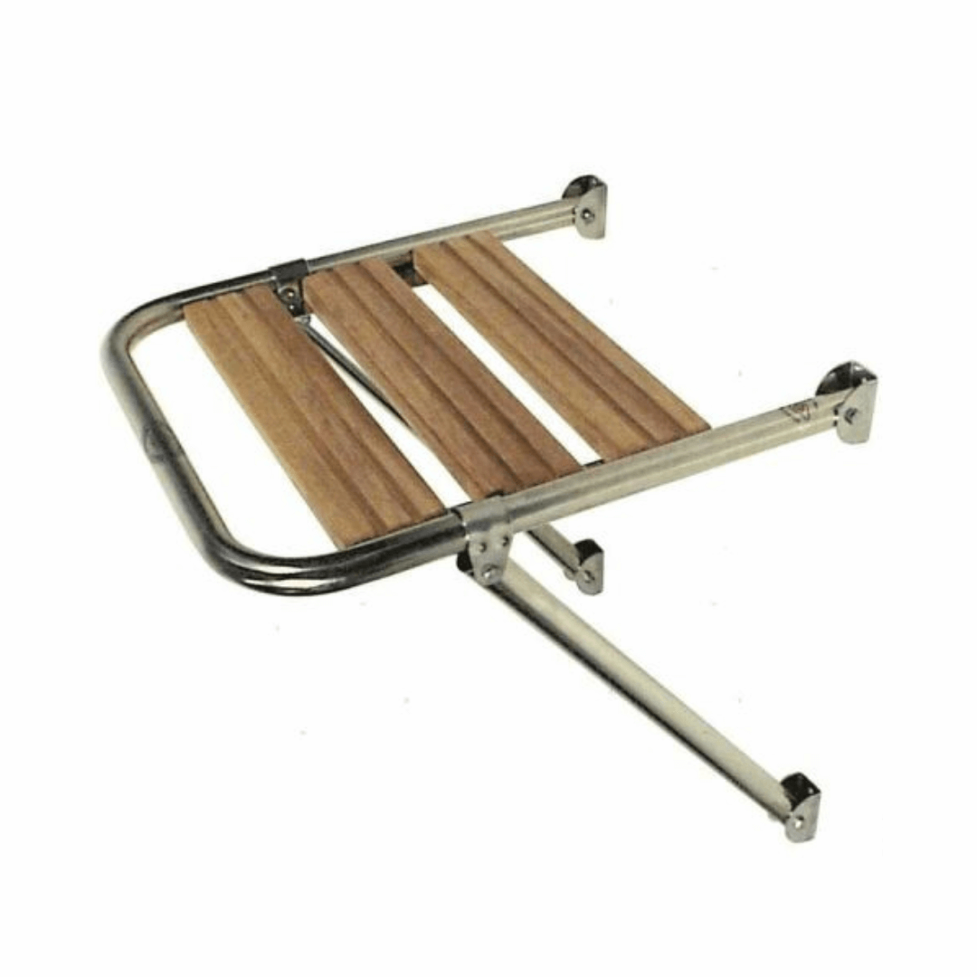 Plancia Tinox 400x460 mm in teak con struttura in acciaio inox cromato pieghevole