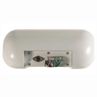 Retro frontalino stagno bianco per radio nautica con connettori e cavi colorati