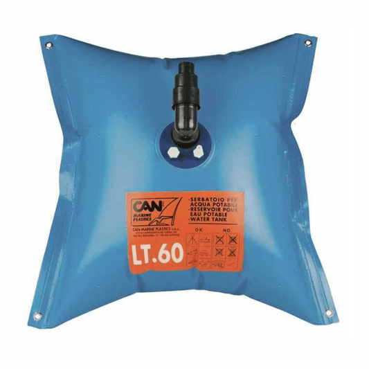 Serbatoio flessibile blu per acqua potabile CAN Marine Plastics 60 lt con raccordo nero superiore