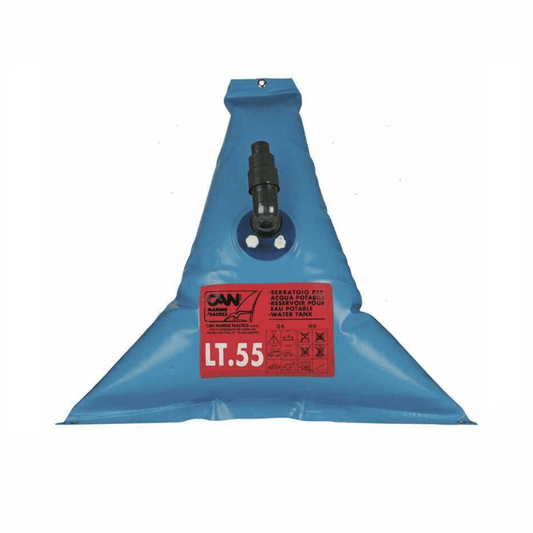 Serbatoio flessibile triangolare 55 lt acqua potabile blu Can Marine Plastics con raccordo