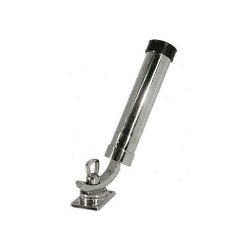Supporto portacanne orientabile in acciaio inox cromato con base piana e cappuccio nero