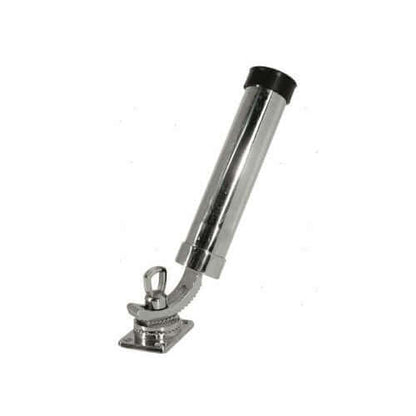 Supporto portacanne orientabile in acciaio inox cromato con base piana e cappuccio nero