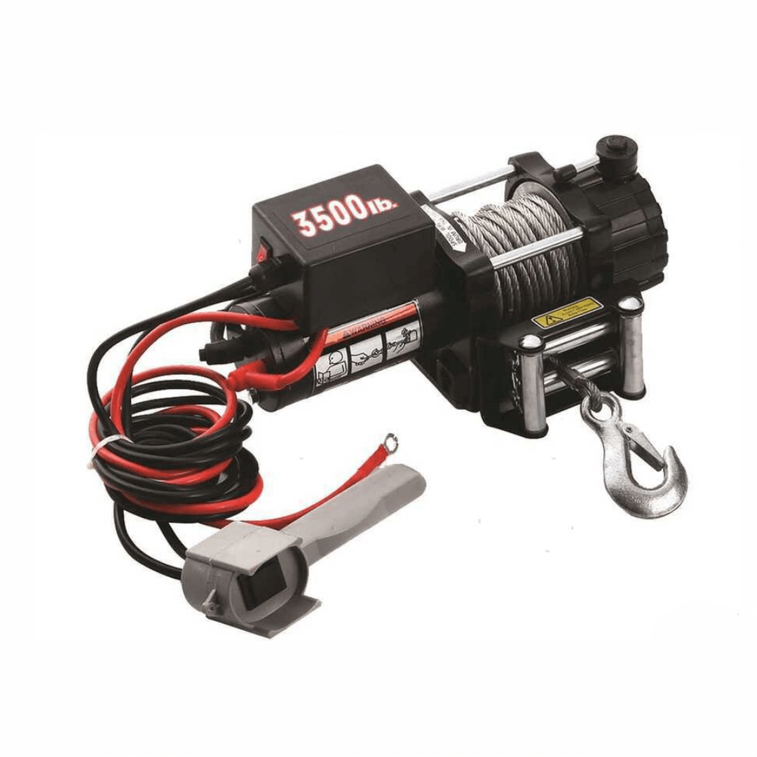 Verricello elettrico 12V nero 3500 lb con cavo d'acciaio, gancio cromato e telecomando