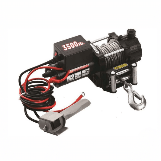 Verricello elettrico 12V nero 3500 lb con cavo d'acciaio, gancio cromato e telecomando