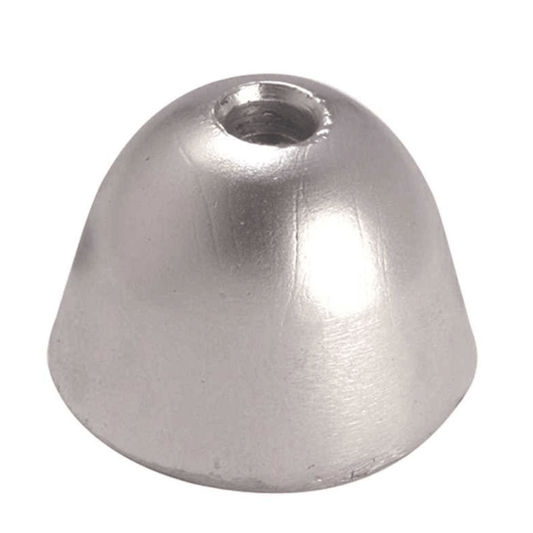 Ogiva conica in alluminio argento con foro filettato centrale per elica Vetus KGF 125/130/160
