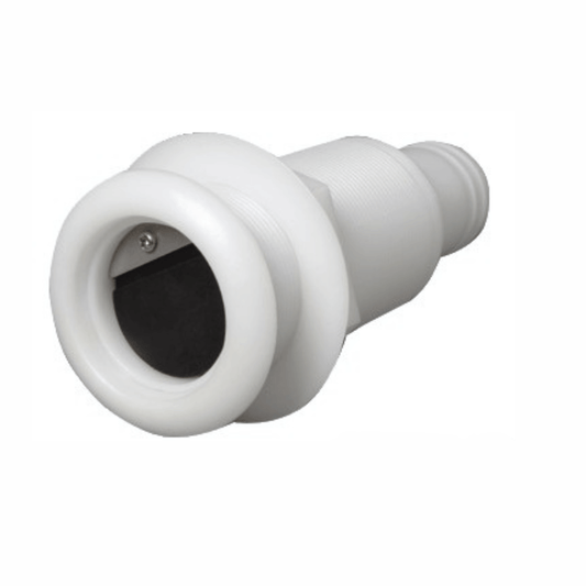 Scarico nylon bianco 2"1/4 con portagomma 38mm e valvola di non ritorno integrata