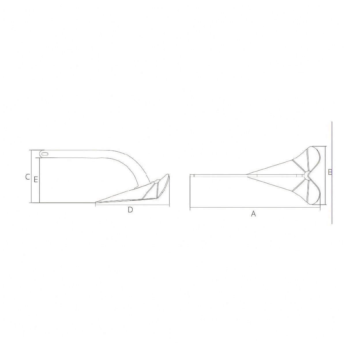 Ancora Kobra 2 Plastimo, disegno tecnico con quote