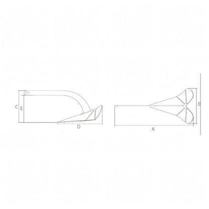 Ancora Kobra 2 Plastimo, disegno tecnico con quote