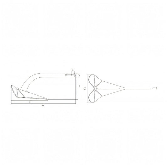 Ancora DC Plastimo, disegno tecnico con quote