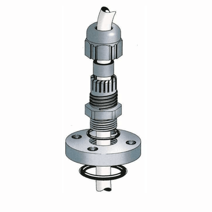 Passacavo elettrico stagno Quick grigio in metallo con flangia circolare, guarnizione O-ring e pressacavo