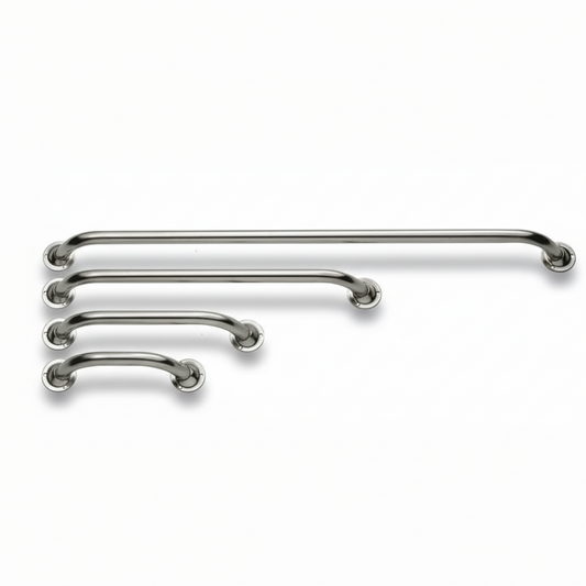 Set 4 passamani nautici in acciaio inox lucido di diverse lunghezze con supporti rotondi