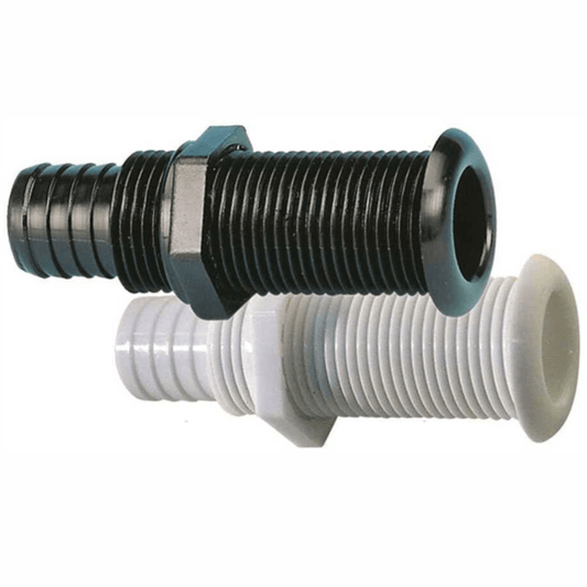 Passascafi lunghi in plastica filettata bianca e nera con portagomma, Ø 22,7/30 mm, L 100 mm