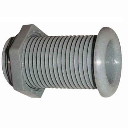 Passascafi lungo filettato in plastica grigia con dado esagonale e flangia, Ø 22,7/30 mm, L 62 mm