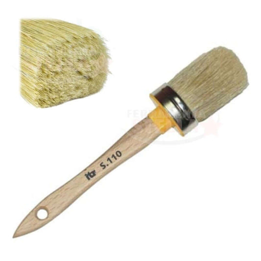 Pennello ovalino biondo 8 con setole naturali chiare, manico in legno e virola metallica, modello S.110