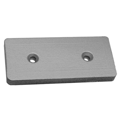 Piastra anodo rettangolare grigia 130x50x18 mm con due fori di fissaggio