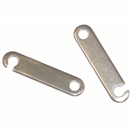 Piastrina tenditore in acciaio inox per cavi tendalino con foro e gancio, colore silver
