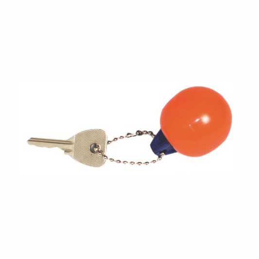 Portachiavi parabordo tondo arancione e blu con chiave in metallo su catenella
