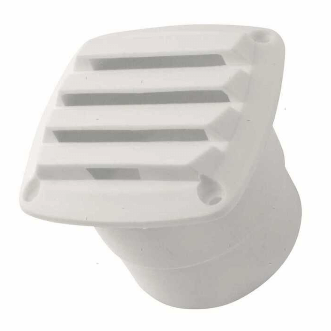 Presa aria bianca in plastica con griglia a 4 alette e collo circolare Ø 70 mm per barca
