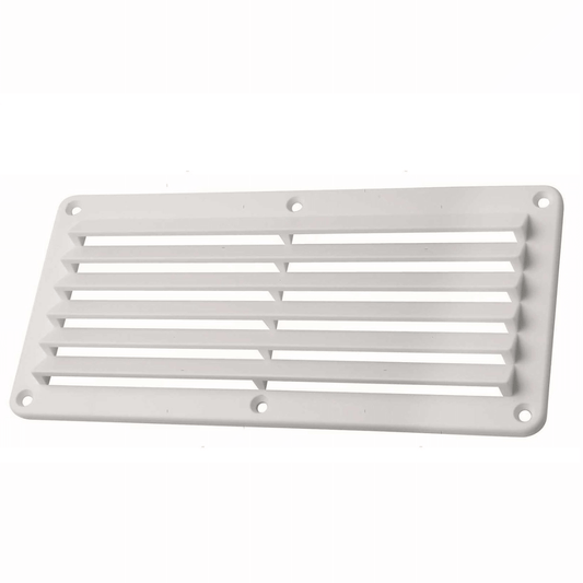 Presa aria plastica bianca rettangolare 260x125 mm con alette orizzontali e fori di fissaggio