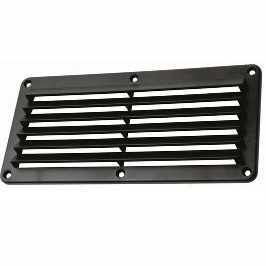 Presa aria in plastica nera con alette orientabili rettangolare 260x125 mm, 6 fori di fissaggio