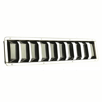 Presa aria in acciaio inox rettangolare con alette lamellari orizzontali, 430x75 mm, finitura lucida