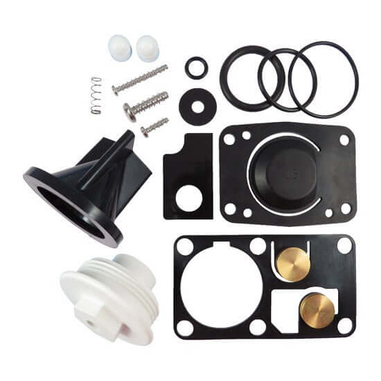 Kit ricambi WC marino Jabsco 29045-2000 con guarnizioni nere, o-ring, viti, molla e componenti in ottone