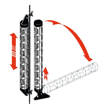 Diagramma riflettore radar Supercompact: montaggio su sartia, posizione verticale e abbattibile orizzontale