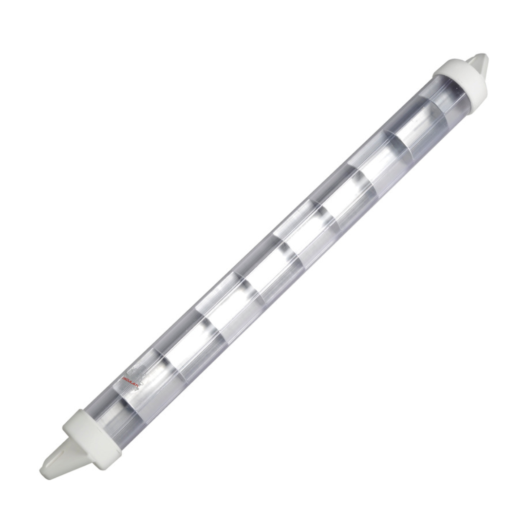 Riflettore radar Supercompact trasparente cilindrico con terminali bianchi conici, abbattibile per sartia