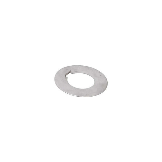 Rondella di sicurezza inox Ø50mm rotonda con foro centrale e linguetta di blocco, colore argento