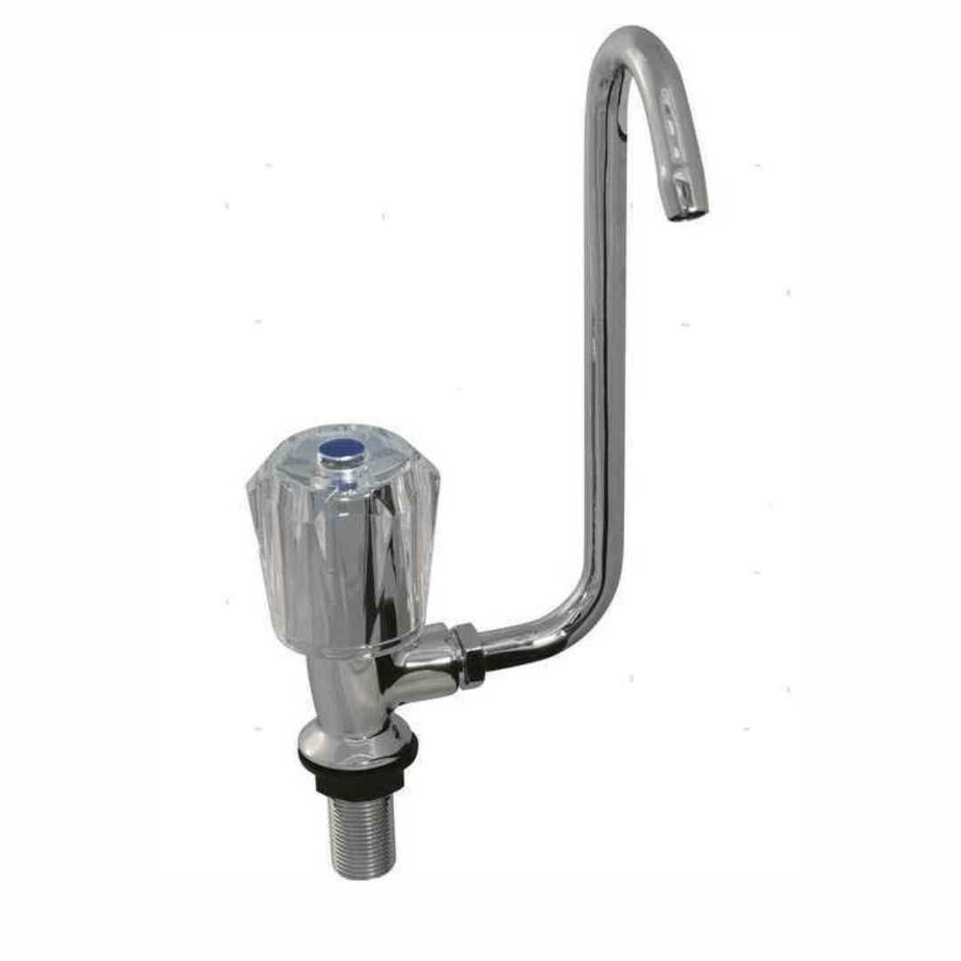 Rubinetto classic DX cromato con canna abbattibile a collo d'oca e manopola trasparente