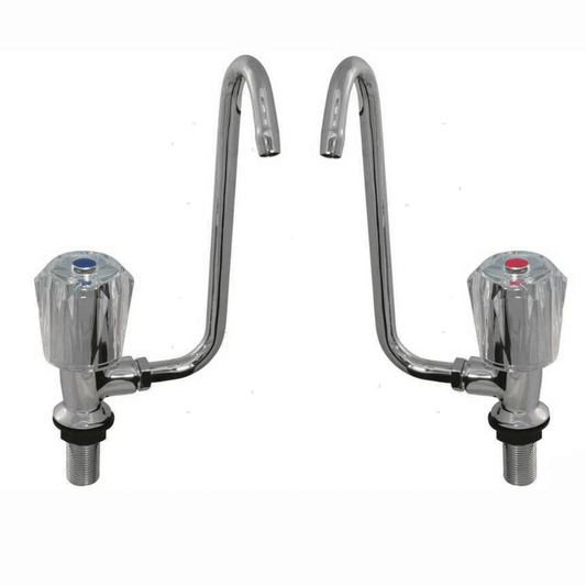 Rubinetto classic SX cromato con canna abbattibile a collo di cigno e manopola in acrilico trasparente