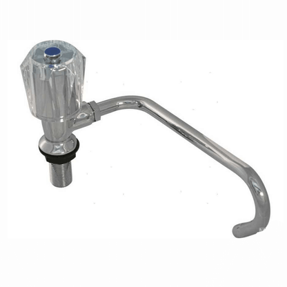 Rubinetto classic SX cromato con manopola trasparente e canna abbattibile a J