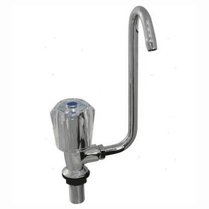 Rubinetto classic SX cromato con manopola trasparente e canna abbattibile a collo di cigno