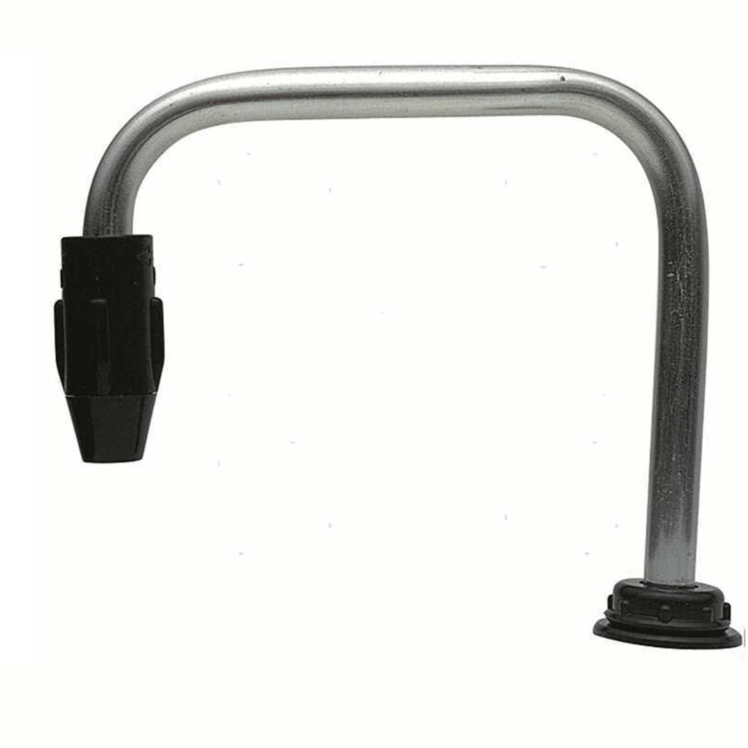 Rubinetto uno built-in in acciaio inox a forma di U con base e bocchello in plastica nera
