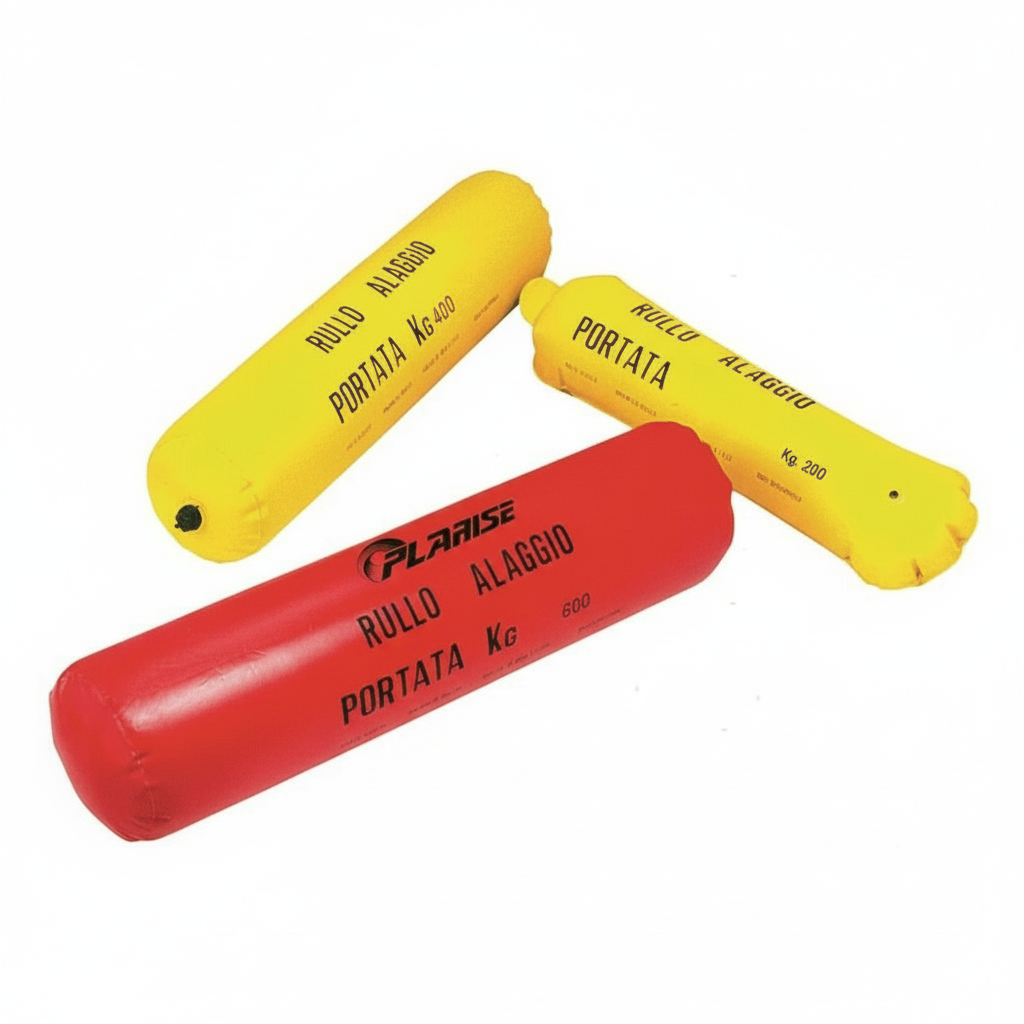 Rulli alaggio gonfiabili Plarise rosso e gialli portata 200, 400 e 600 kg in PVC