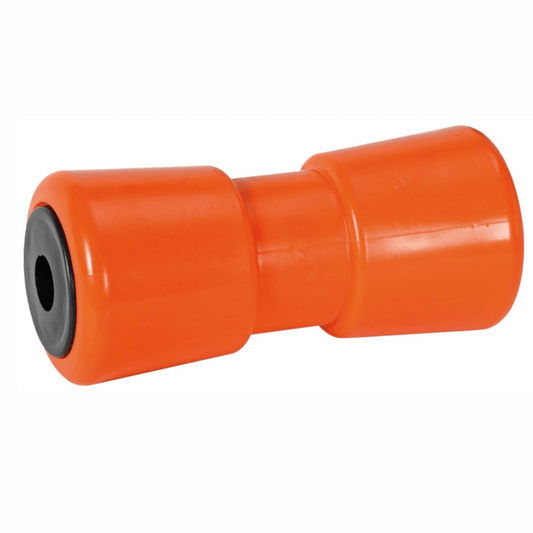 Rullo centrale arancio in plastica 185 mm con foro centrale Ø 21 mm per carrello barca