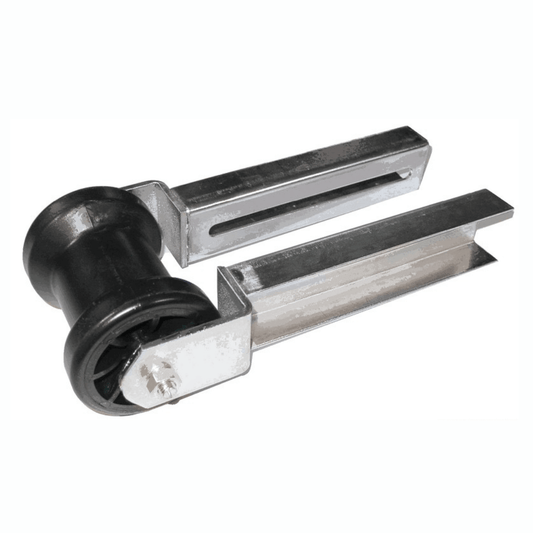 Rullo centrale piccolo 60 mm in gomma nera con supporto in acciaio zincato a C