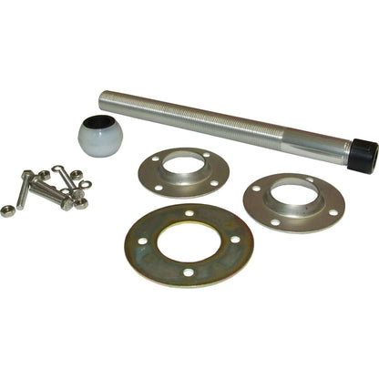 Kit staffa con snodo S40: flangia rotante in acciaio, piastra, viti e dado inox, asta filettata cromata
