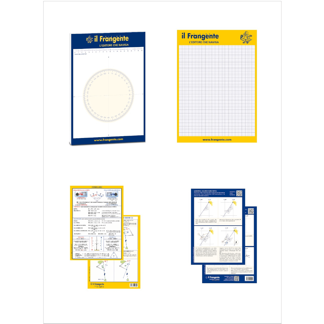 Set carteggio Navy il Frangente: cartella con rosa dei venti, carta millimetrata gialla, schede formule navigazione