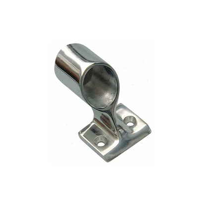 Supporto passamano New Line in acciaio inox lucido con base rettangolare e fori di fissaggio
